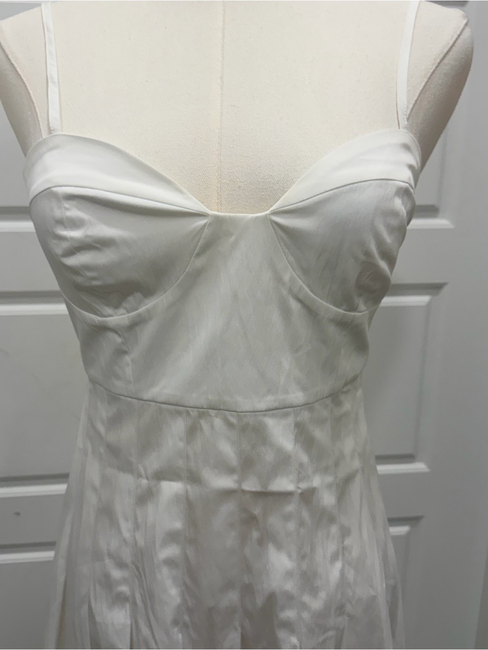 Zara White Poplin Midi Dress with a Sweetheart Neckline NWT - Picture 3 of 6